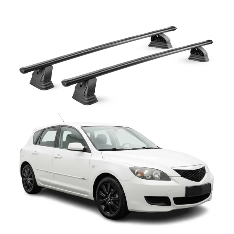 Stahl Dachträger für Mazda 3 I 2004-2009 TÜV Abschließbar 75 kg 2tlg Schwarz