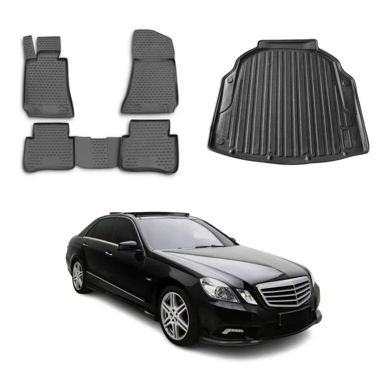 OMAC Fußmatten & Kofferraumwanne Set für Mercedes E Klasse W212 2010-2015