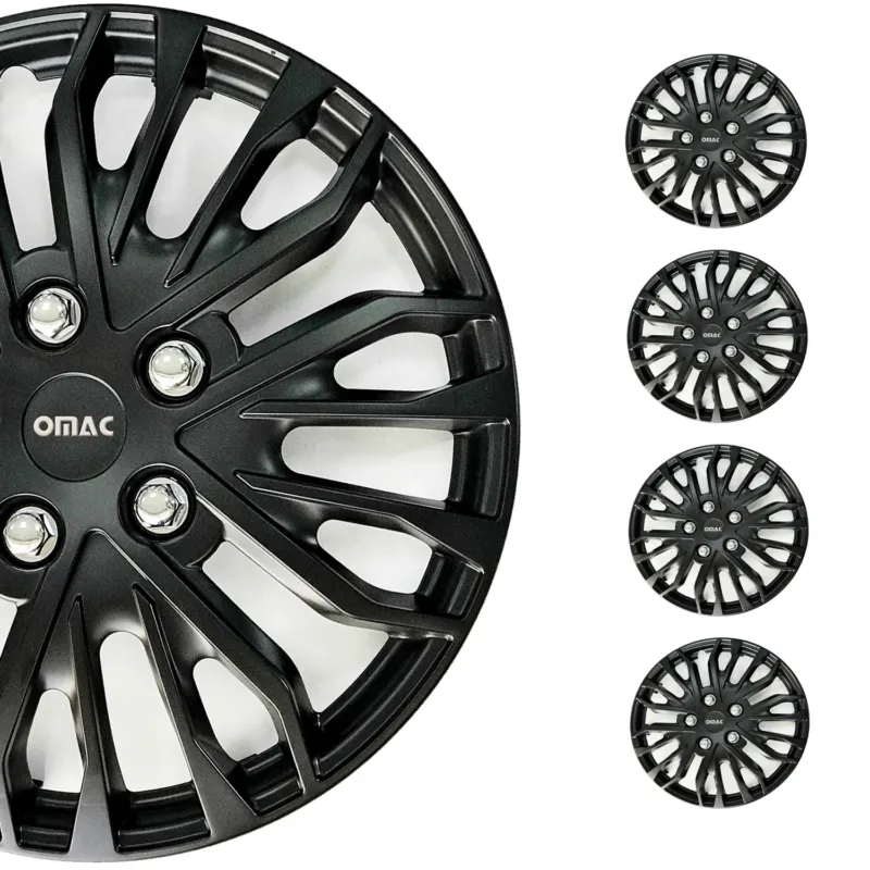 14 Zoll Radkappen Universal Radzierblenden Matte Schwarz ABS 4 Stück Radblenden