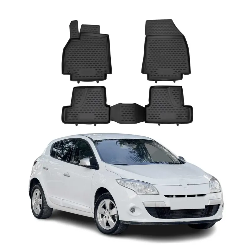 OMAC Gummimatten Fußmatten für Renault Megane 2010-2016 TPE Automatte Schwarz 4x