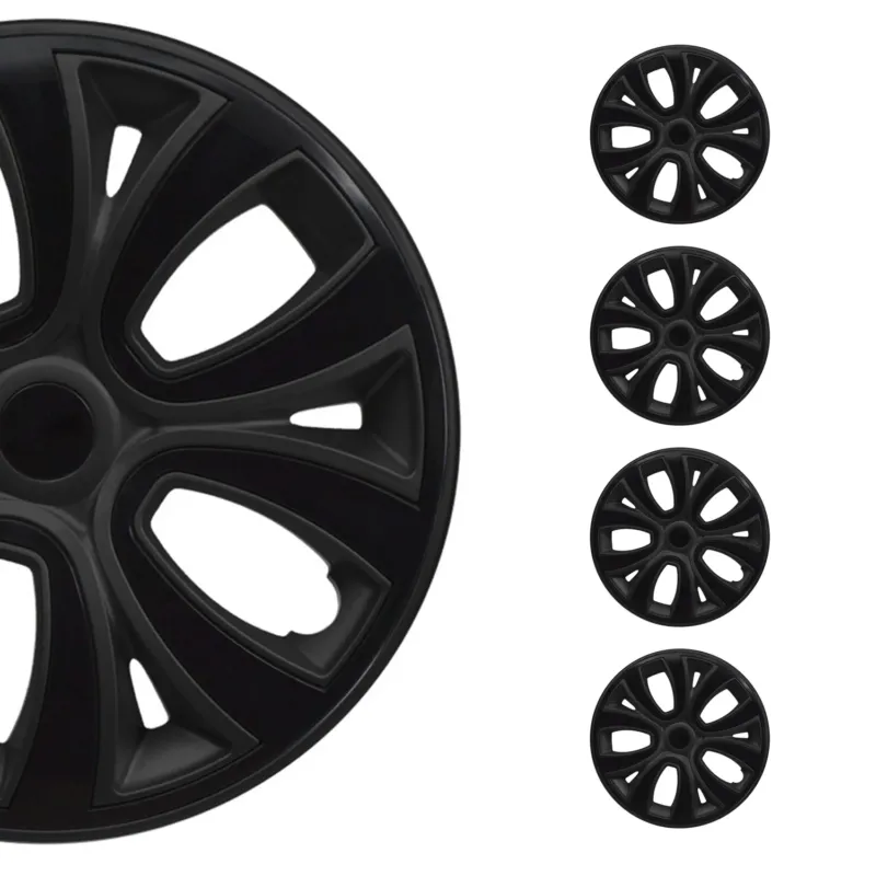 4x Radzierblenden Radblenden Radkappen für 14" Zoll Stahlfelgen Matt Schwarz