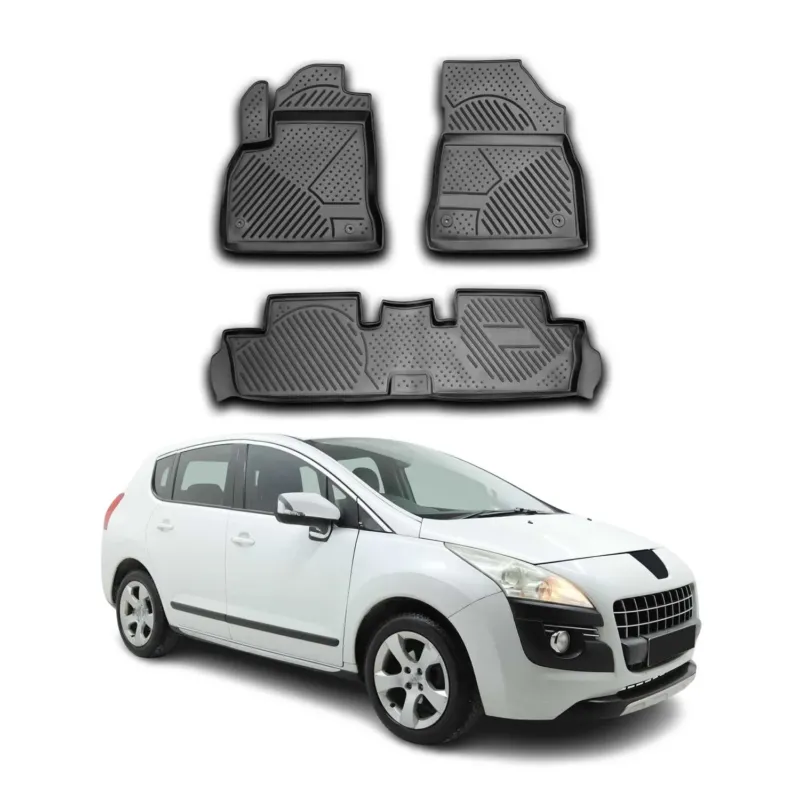 OMAC Gummimatten Fußmatten für Peugeot 3008 2010-2016 TPE Automatten Schwarz 3x
