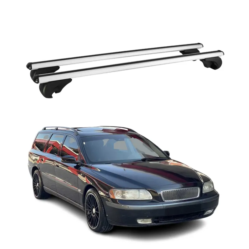 Dachträger Grundtäger für Volvo V70 Kombi 2000-2007 75kg Aluminium Silber 2 tlg