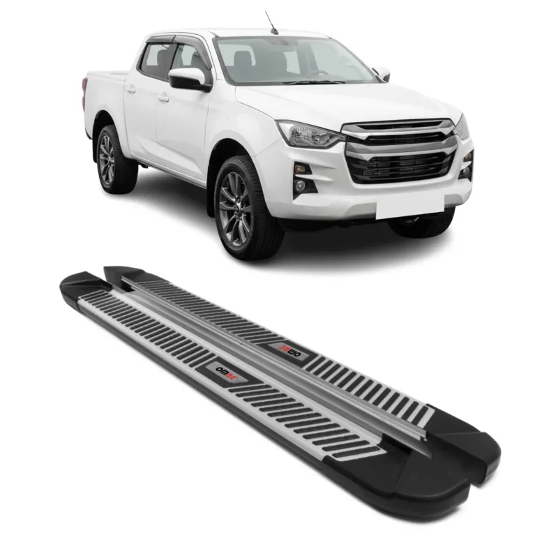 Trittbretter Seitenbretter für Isuzu D-max III 2019-2026 Alu Schwarz Silber