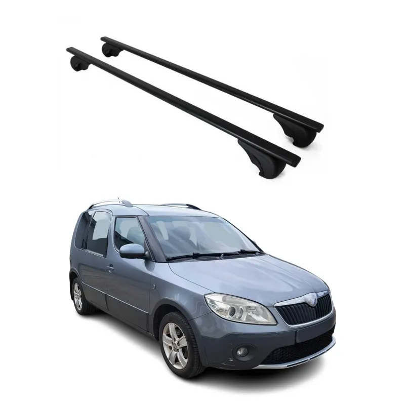 Dachträger Grundträger für Skoda Roomster 2006-2015 75kg Stahl Schwarz 2 tlg