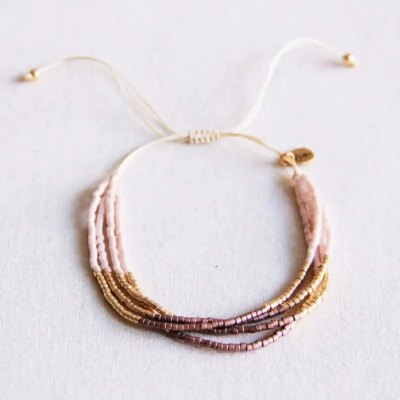 Miyuki-Armband 4fach nude/taupe/gold