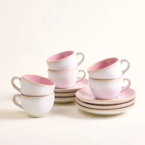 Areia Espressotasse & Espressountertasse classic rosé 6er-Set