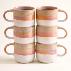 Coimbra Tasse groß lila orange 6er-Set