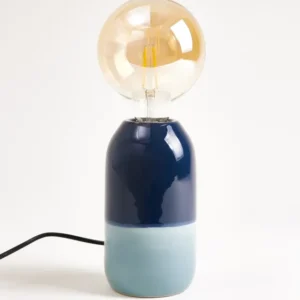 Farol Keramiklampe dunkelblau graublau