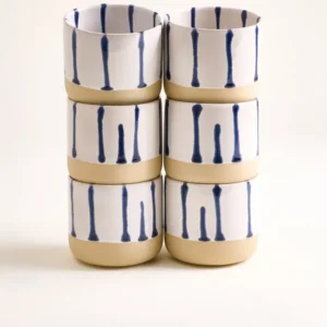 Nódoa Becher groß gestreift weiß blau 6er-Set