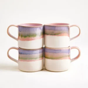 Nódoa Tasse groß dipped rosa blau 4er-Set