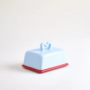 Seia Butterdose Herz hellblau rot