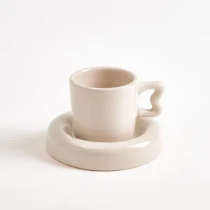 Seia Espressotasse & Espressountertasse Herz sand