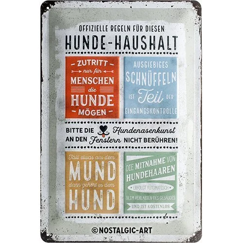 Nostalgic-Art Hunde-Haushalt Regeln, Blechschild