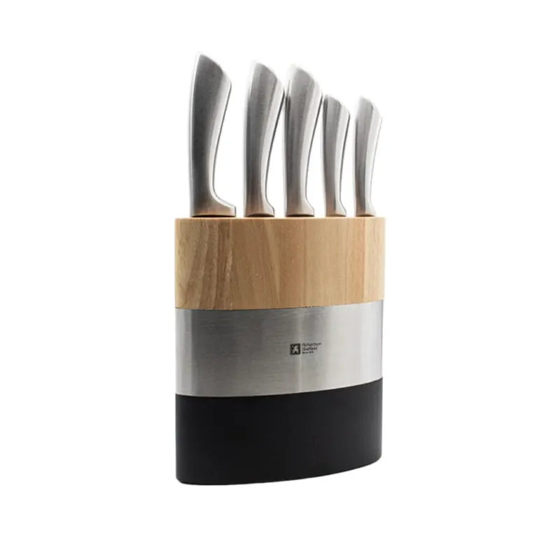 Richardson Sheffield - Fusion 5-delige Messenset met Messenblok - Naturel Hout & Zwart Messenset met blok Richardson Sheffield