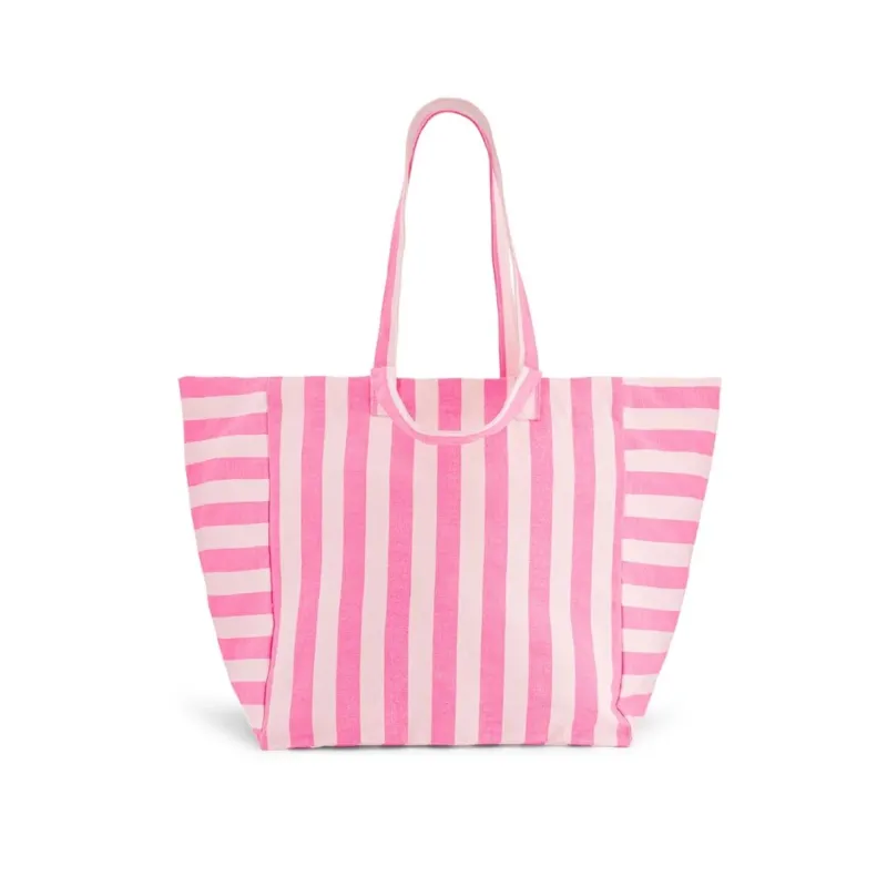 ELISA ECRU GESTREIFTE TASCHE - NEONPINK