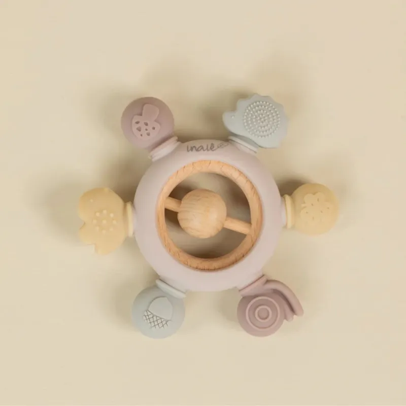 Sensorischer Beißring für Babys beige 0+