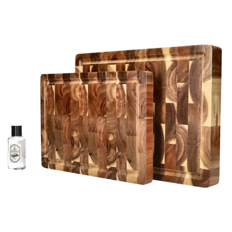 Shinrai Knives - Luxe Snijplank Acaciahout - Kopshout - Bundel Houten snijplank Shinrai Knives