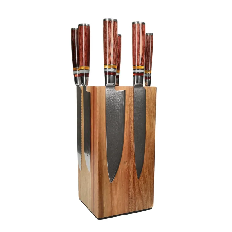 Shinrai Knives - Micarta Jewels 7-delige Messenset + Messenblok Rotate Messenset met blok Shinrai Knives