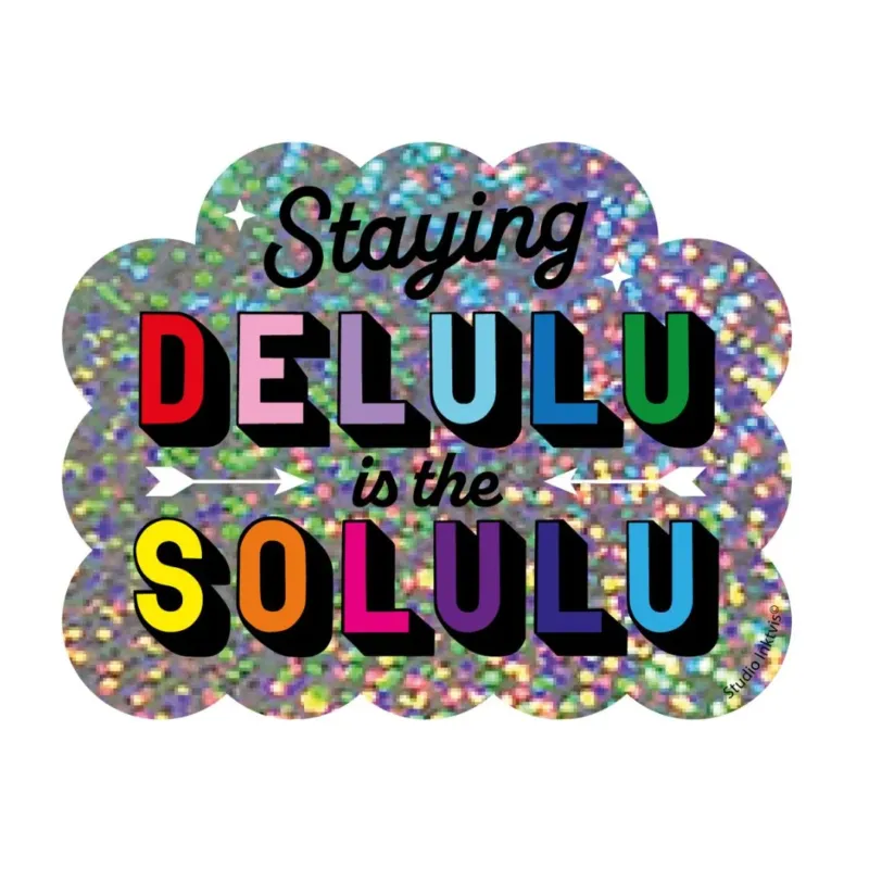 Glitzer-Sticker | Aufkleber 'STAYING DELULU'