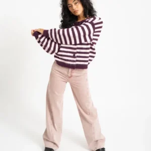 TILTIL Emily Striped Cardigan Bordeaux - Things I Like Things I Love