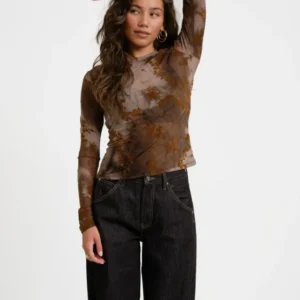 TILTIL Floral Mesh Longsleeve Bruin - Things I Like Things I Love