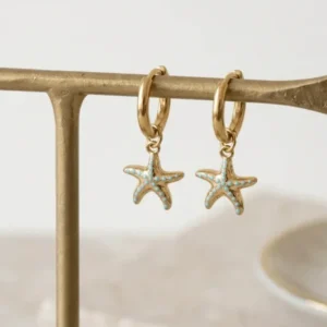 TILTIL Set Of 2 Earrings Gold Plated Hoop Seastar Gold - Things I Like Things I Love