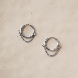 TILTIL Set van 2 Layered Chain Hoop Earrings Zilver - Things I Like Things I Love