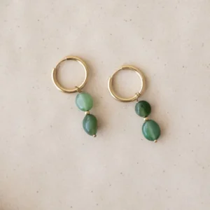 TILTIL Set van 2 Twin Gem Drop Earrings Groen Goud - Things I Like Things I Love
