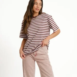 TILTIL Thin Striped Luc Tee Bruin Roze - Things I Like Things I Love
