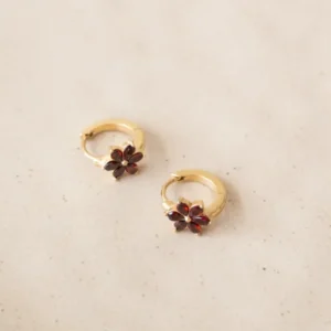 TILTIL Zircon Flower Hoop Gold Bordeaux - Things I Like Things I Love