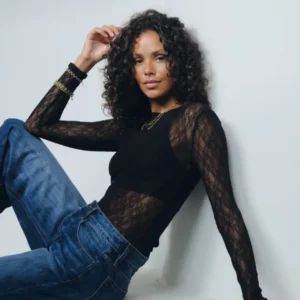 Aware Tessy O-Neck Lace Top Black