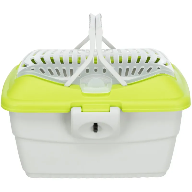 Transportbox Kaninchen Meerschweinchen Mini-Capri – 40 x 30 x 22 cm, hellgrau/ grün