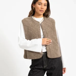 Vera Teddy Vest Bungee Cord Melange - Things I Like Things I Love