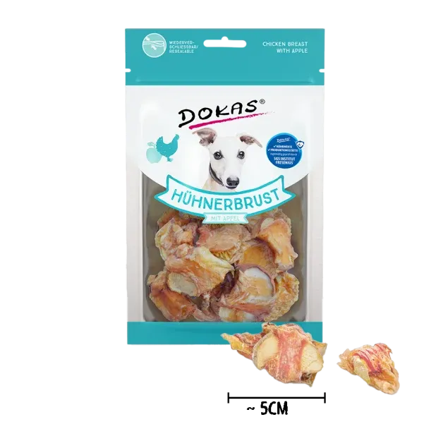 Dokas Hunde-Snack Hühnerbrustfilet mit Apfel – Natürlicher Hundesnack 70g